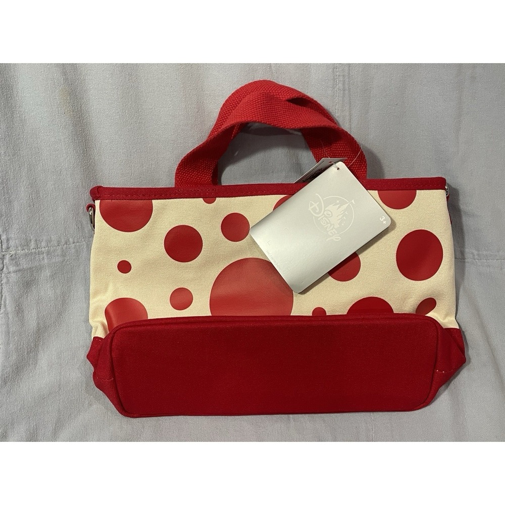 NEW Disney Parks Minnie Mouse Mini Canvas Tote Bag Red Polka Dot Zipper & Strap - Picture 4 of 7